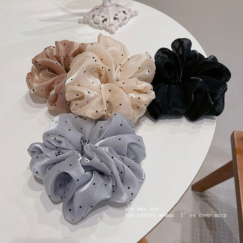 Wholesale Gentle polka dot pearlescent mesh oversized sausage ring
